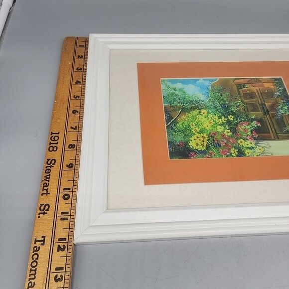 White Framed Floral Water Painting Signed Jayce 12x15" Wall Hanging Art - Picture 4 of 6